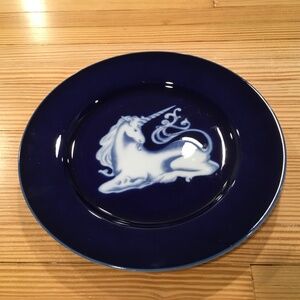 Cobalt Blue Takahashi Unicorn Plate 7.5 inch Vintage